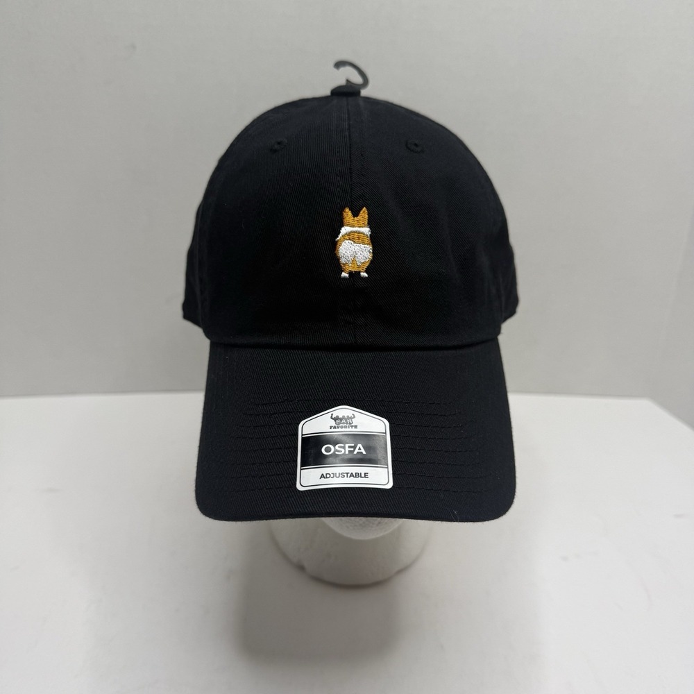 Fan Favorite Corgi Butt Dog Black Cotton Adjustable Baseball Hat OSFA NEW